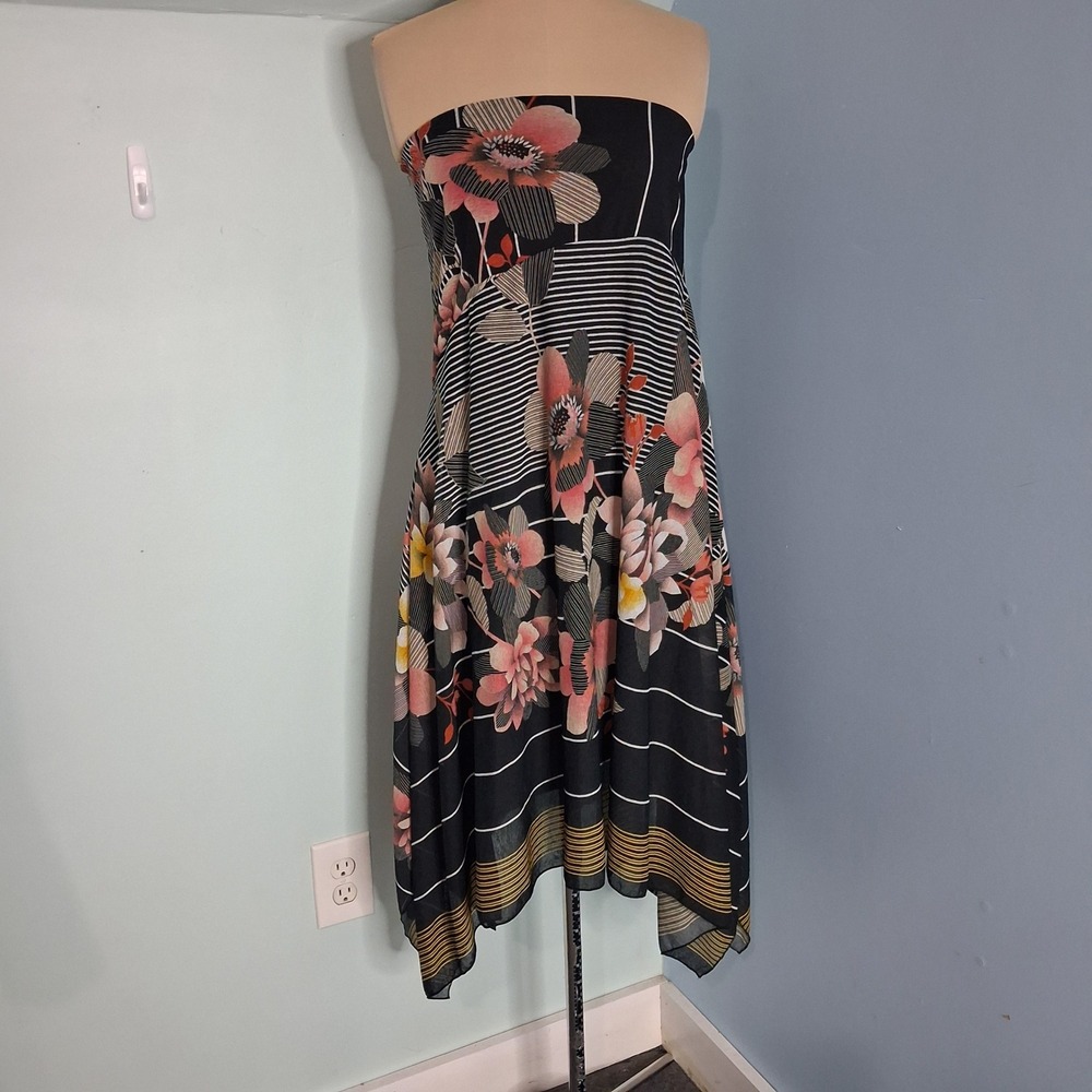 Petit Pois Viviana G Floral Stripe Convertible Strapless Dress Maxi Skirt Small